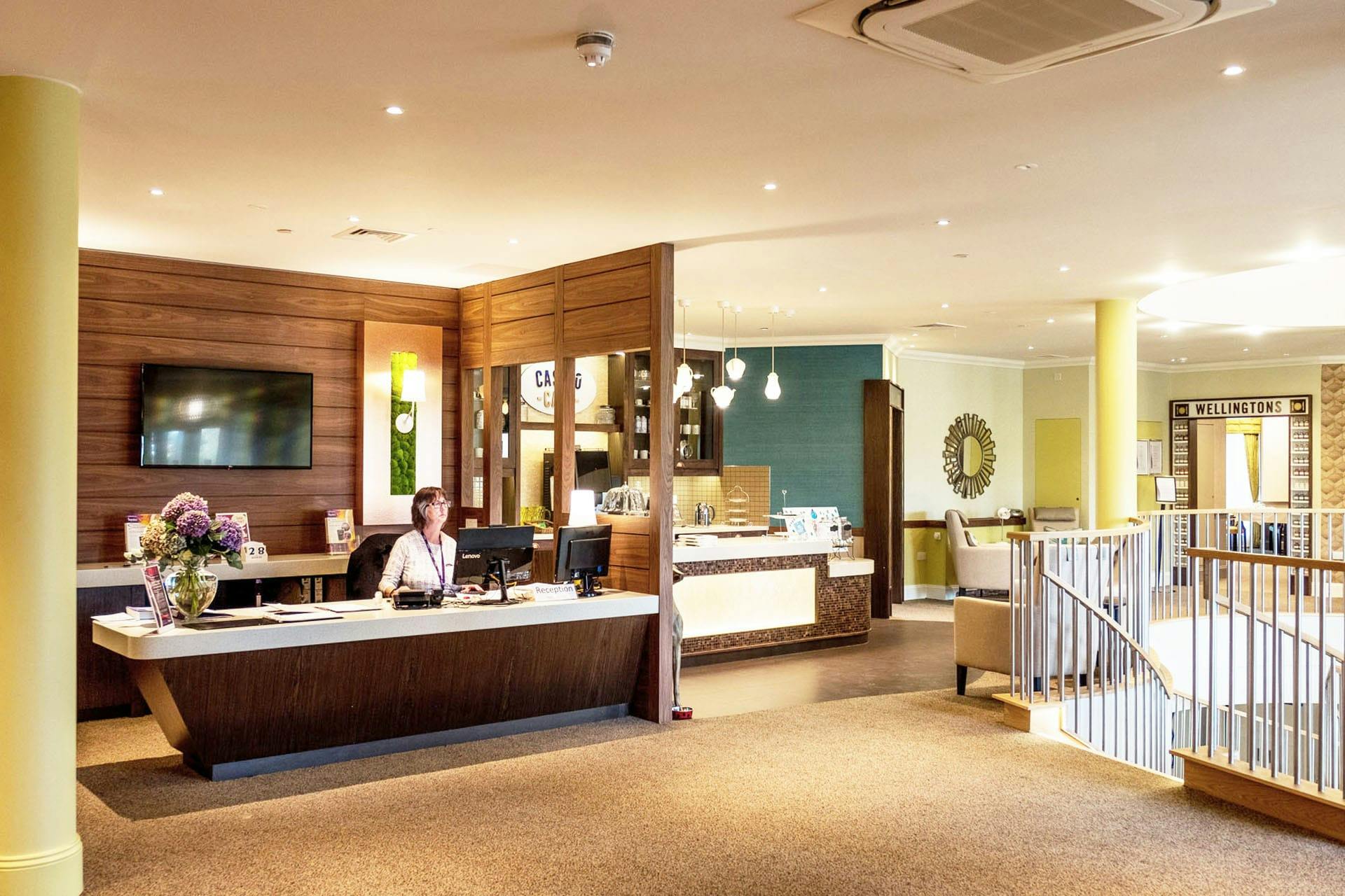 Reception of Elton House care home in Bushey, Hertfordshire