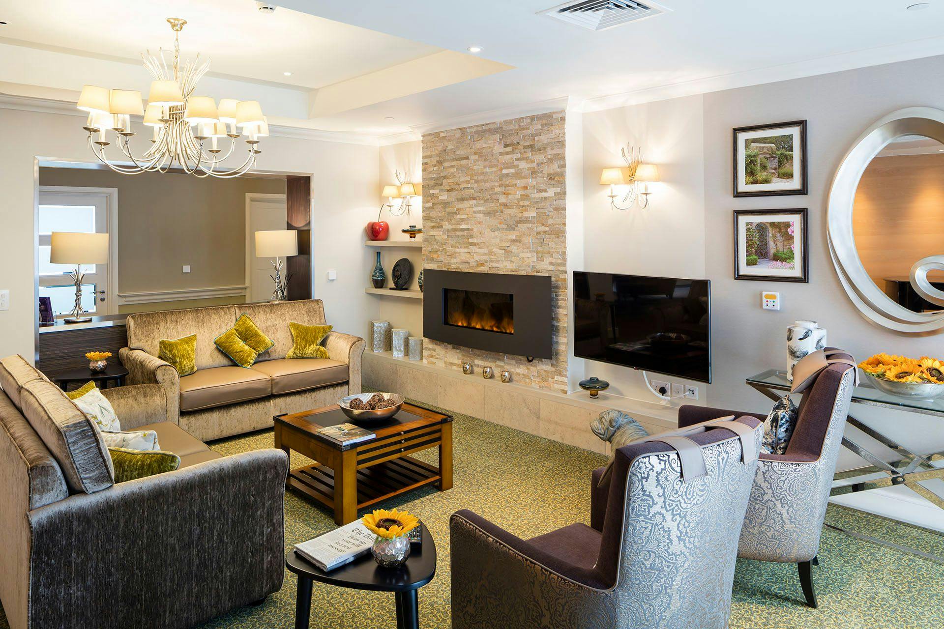 Communal Lounge at Camberley Heights Care Home in Camberley, Surrey