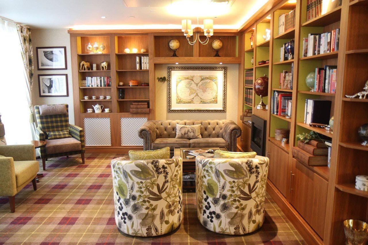 Library at Camberley Heights Care Home in Camberley, Surrey
